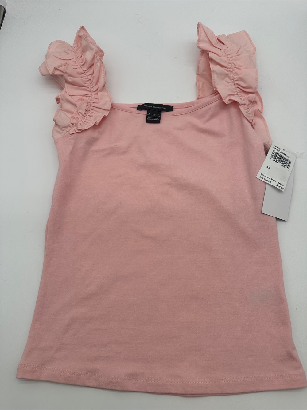 French ConnectionPink Ruffle Strap Tank Top